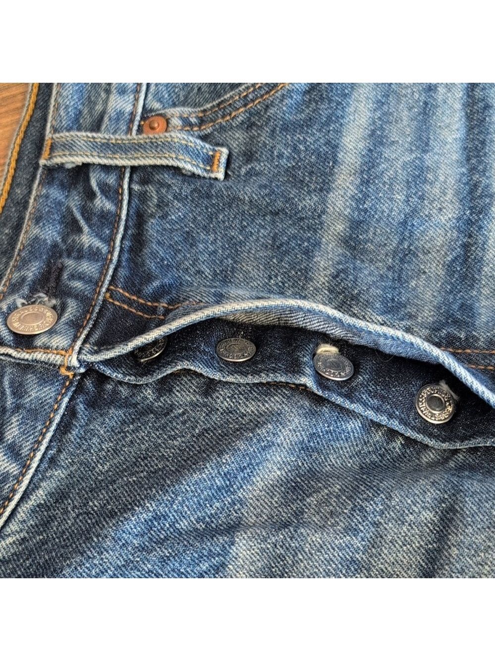 Levi's Blue Distressed High Waist Cut off Jean Shorts W34 V174 - Picture 8 of 9